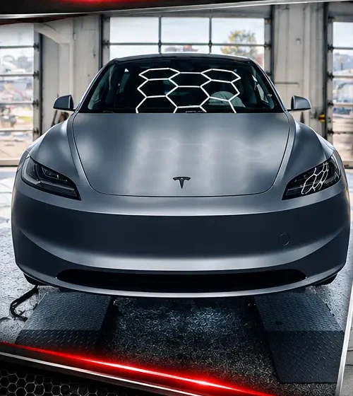Tesla Model 3 avec PPF mat, vue de face